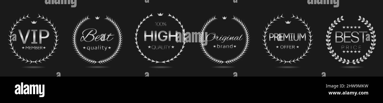 High quality Grey laurel wreath label set Stock Vector Image & Art - Alamy