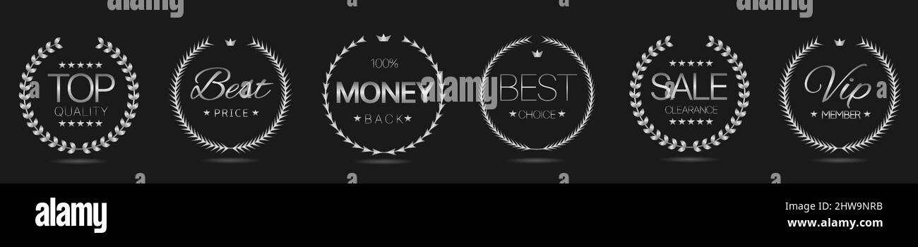 Top quality silver laurel wreath label set Stock Vector Image & Art - Alamy