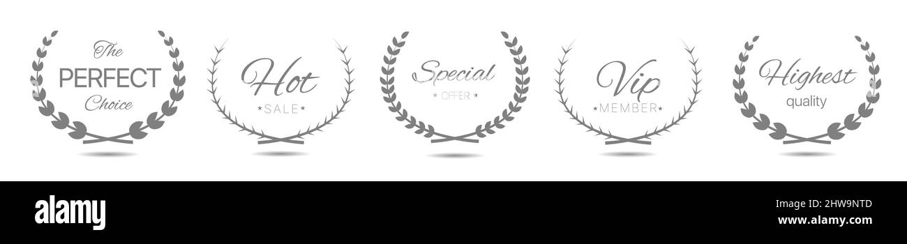 Perfect choice grey laurel wreath label set Stock Vector Image & Art ...