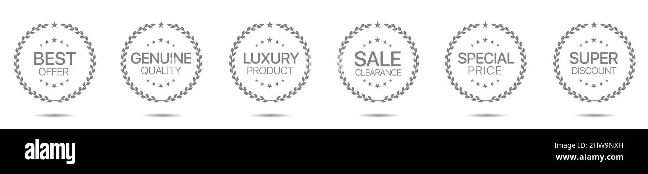 Best offer grey laurel wreath label set Stock Vector Image & Art - Alamy