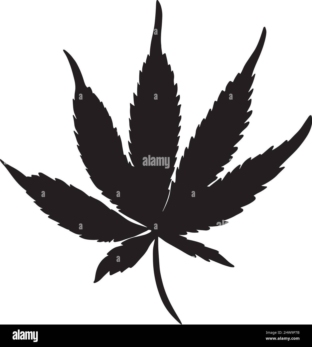 Black cannabis leaf. Silhouette of cannabis Stock Vector Image & Art