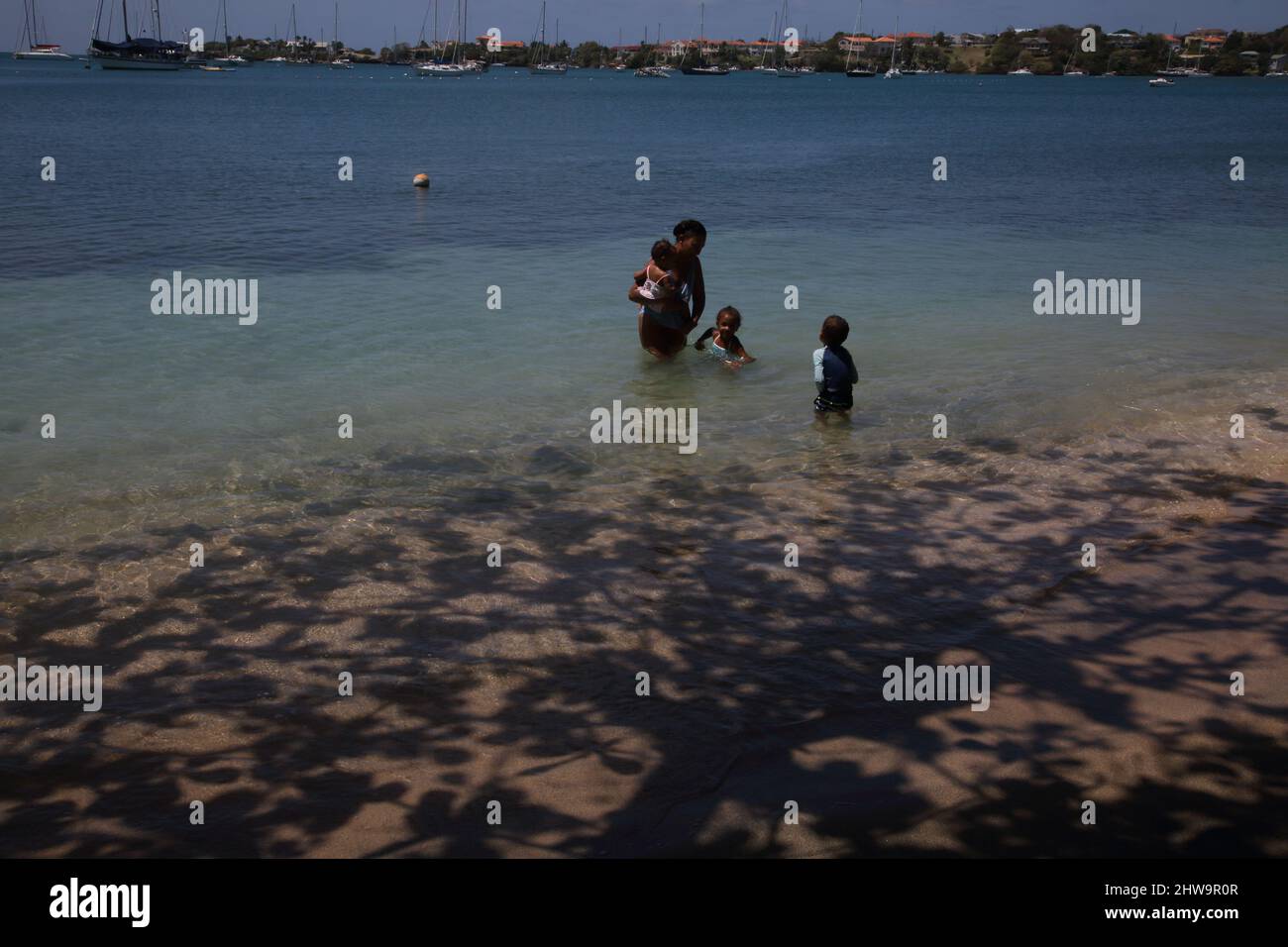 Prickly Bay Grenada L'anse Aux Epines Beach Local Family Stock Photo
