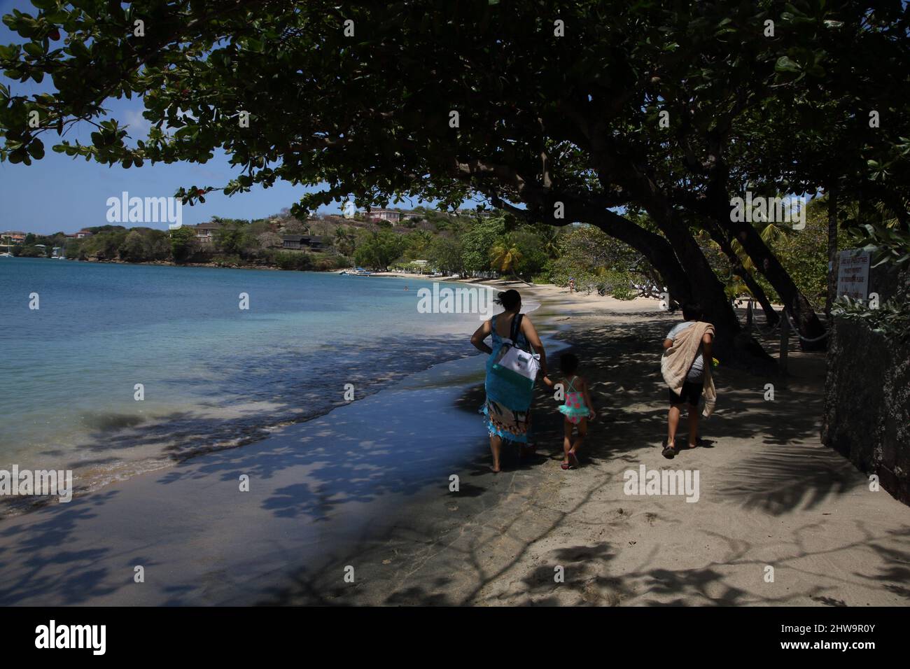 Prickly Bay Grenada L'anse Aux Epines Beach Local Family Stock Photo