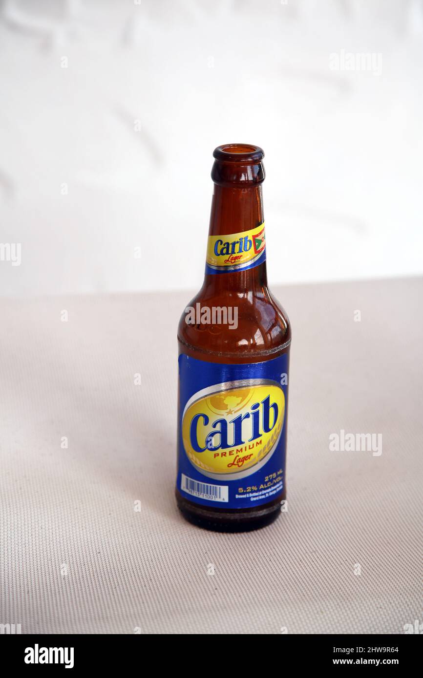 A Bottle of Carib Premium Lager Stock Photo