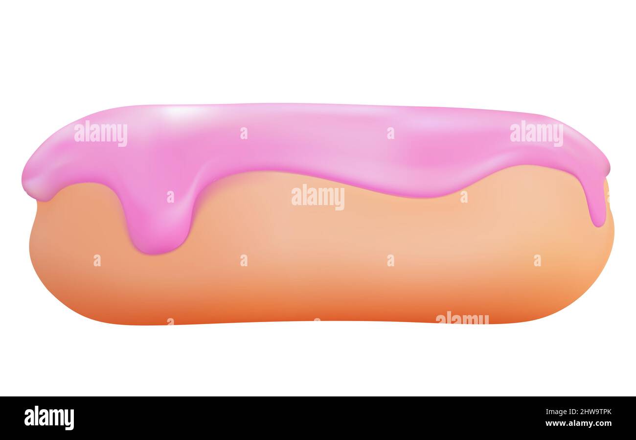 Realistic 3d sweet tasty donut with pink strawberry icing. illustration ...
