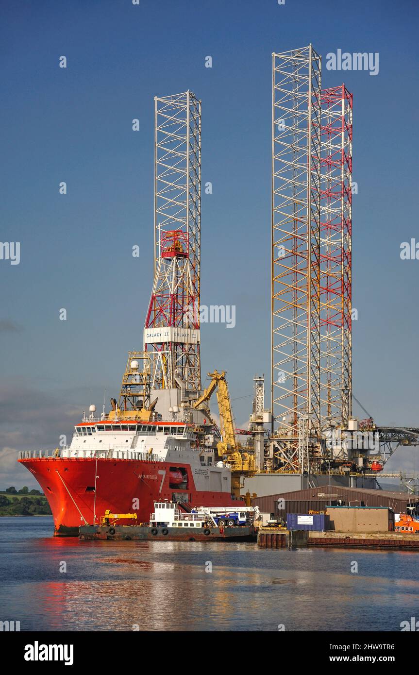 Oil rig in harbour, Invergordon, Highland, Scotland, United Kingdom