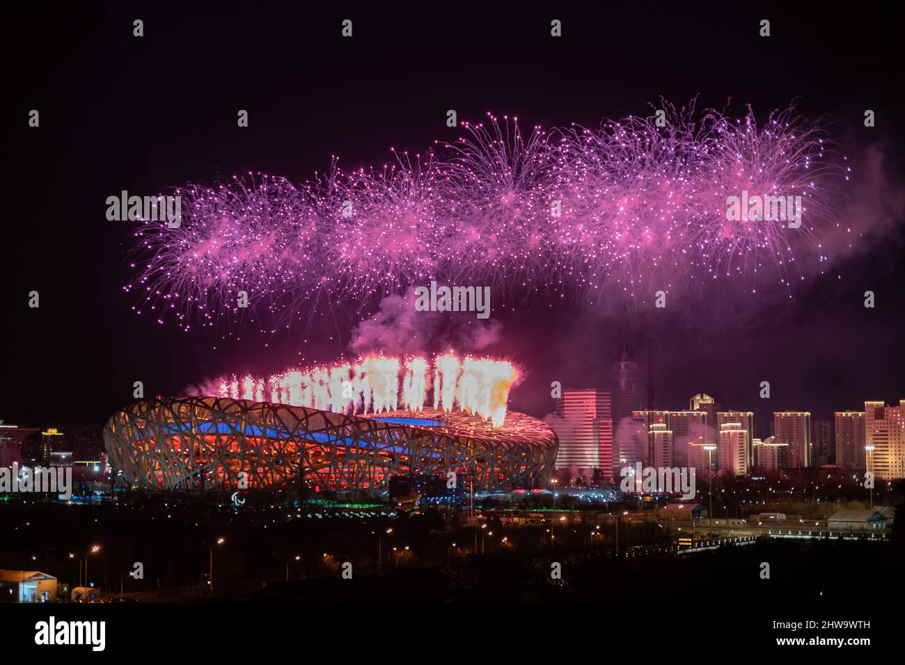 BEIJING, CHINA MARCH 4, 2022 Fireworks are seen during the opening