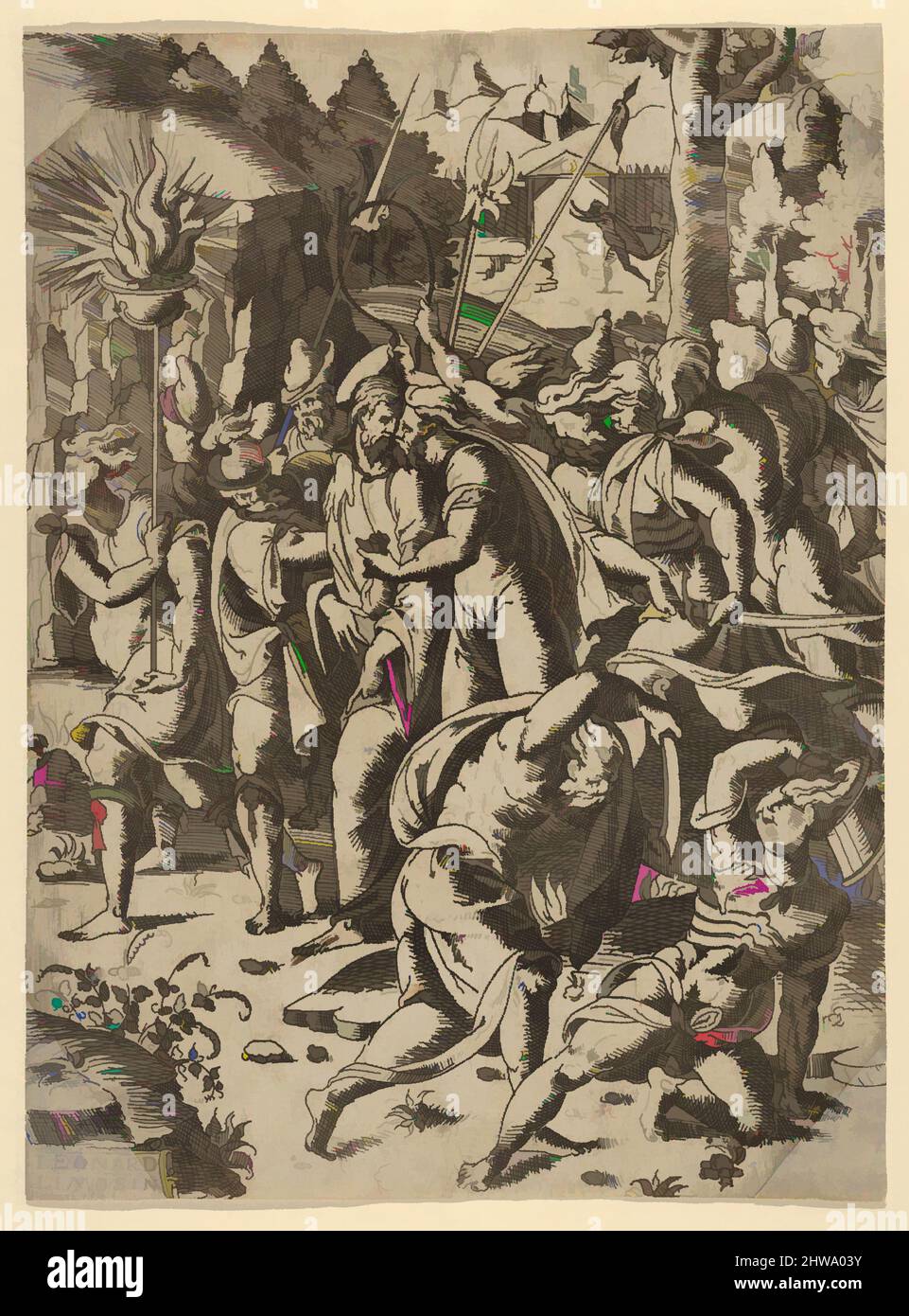 Art inspired by Drawings and Prints, Print, The Betrayal of Christ, Artist, Léonard Limosin, ca. 1505–1575/1577, LIMOSIN LÉONARD, 1505, 1577, Classic works modernized by Artotop with a splash of modernity. Shapes, color and value, eye-catching visual impact on art. Emotions through freedom of artworks in a contemporary way. A timeless message pursuing a wildly creative new direction. Artists turning to the digital medium and creating the Artotop NFT Stock Photo