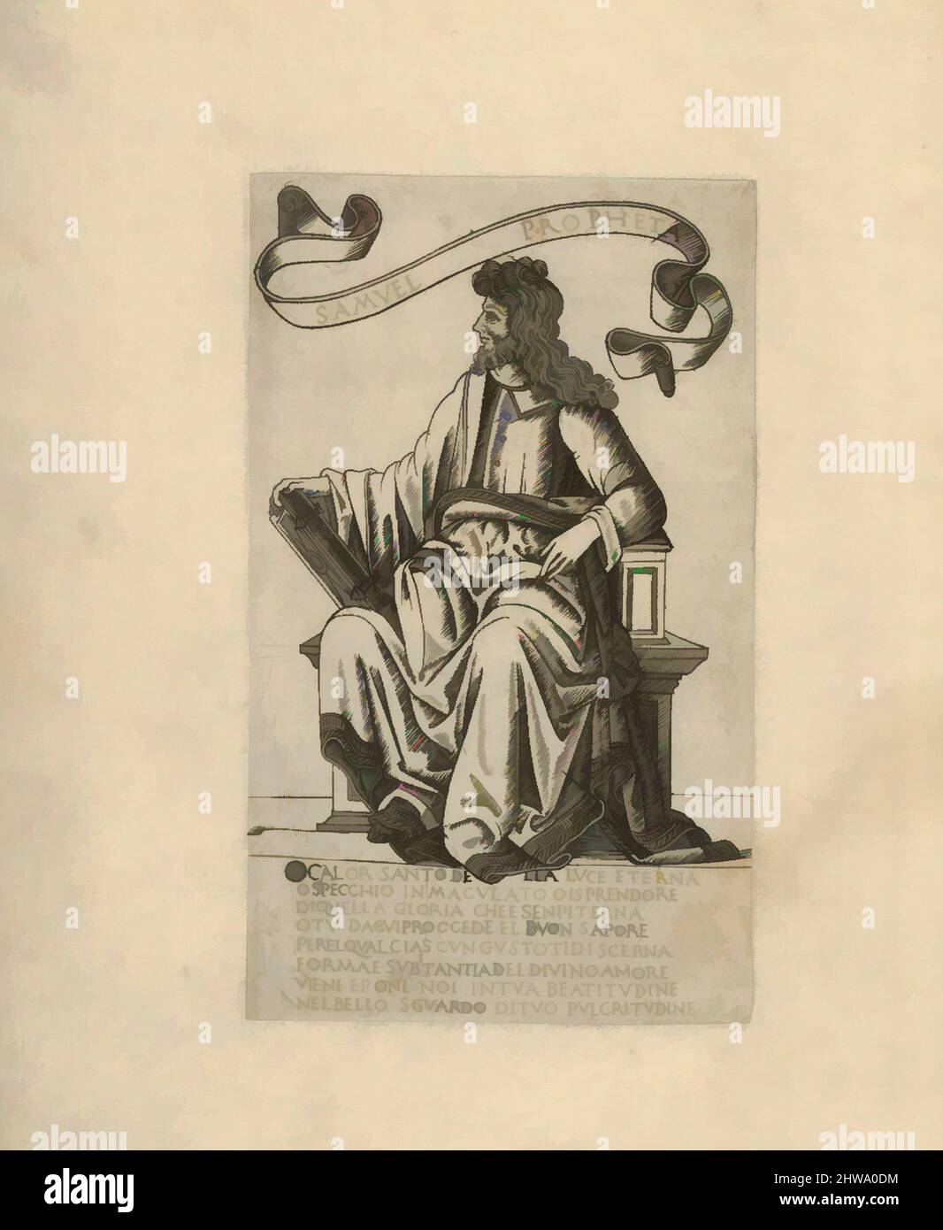 Art inspired by Drawings and Prints, Print, The Prophet Samuel, from Prophets and Sibyls, Prophets and Sibyls, Artist, After, Francesco Rosselli, Classic works modernized by Artotop with a splash of modernity. Shapes, color and value, eye-catching visual impact on art. Emotions through freedom of artworks in a contemporary way. A timeless message pursuing a wildly creative new direction. Artists turning to the digital medium and creating the Artotop NFT Stock Photo