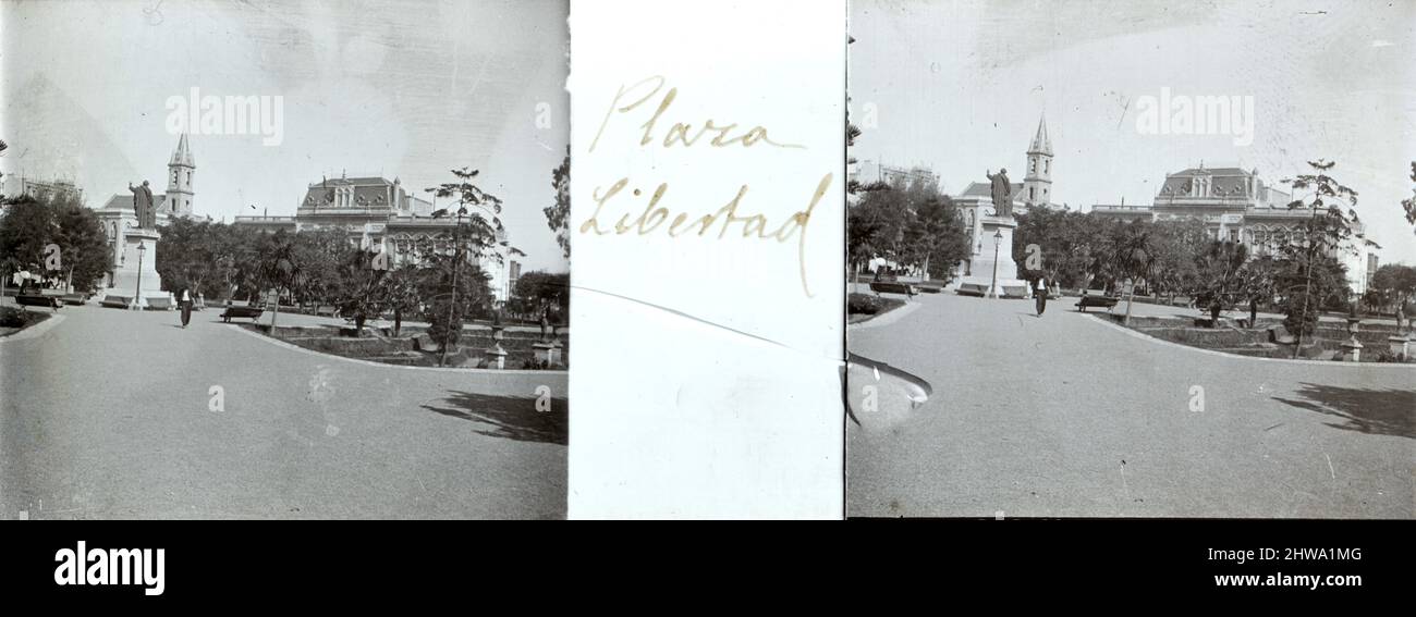 'Plaza Libertad' (Freedom Square) in Buenos Aires, circa 1910. Stock Photo