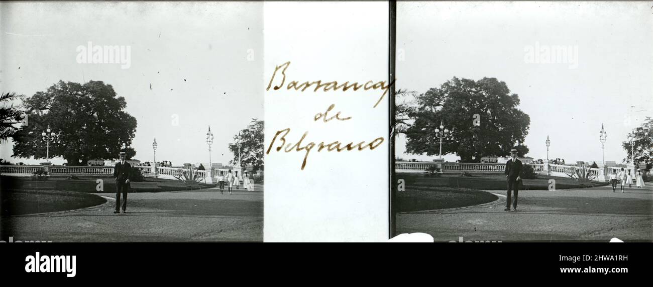 Park at Belgrano Neighborhood, Buenos Aires, Argentina. Beginnings of the 20th Century. Stock Photo