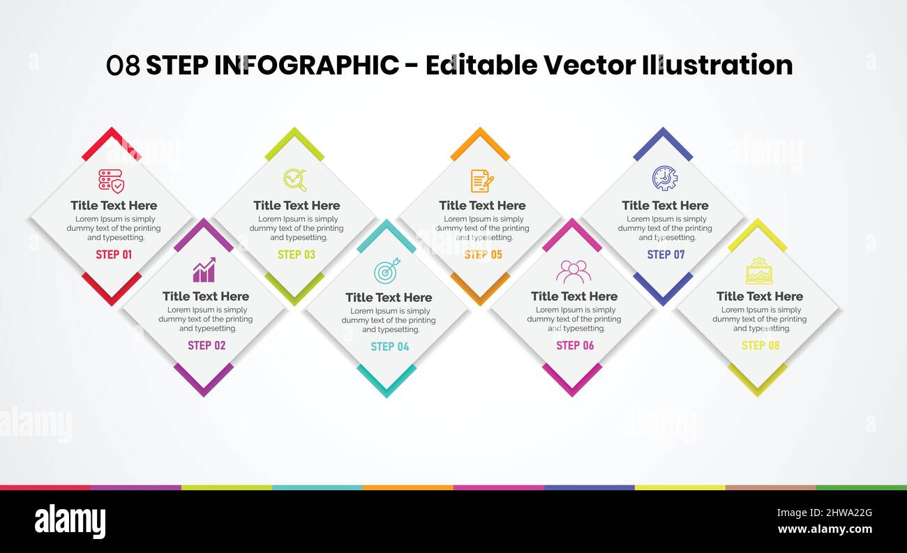 8 Steps Infographics Design Template - Graph, Pie chart, workflow ...