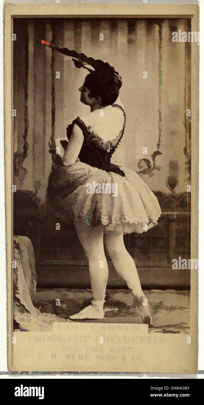 Art inspired by Drawings and Prints, Photograph, Card Number 712, Carmen, from the Actors and Actresses series issued by Duke Sons & Co, Classic works modernized by Artotop with a splash of modernity. Shapes, color and value, eye-catching visual impact on art. Emotions through freedom of artworks in a contemporary way. A timeless message pursuing a wildly creative new direction. Artists turning to the digital medium and creating the Artotop NFT Stock Photo