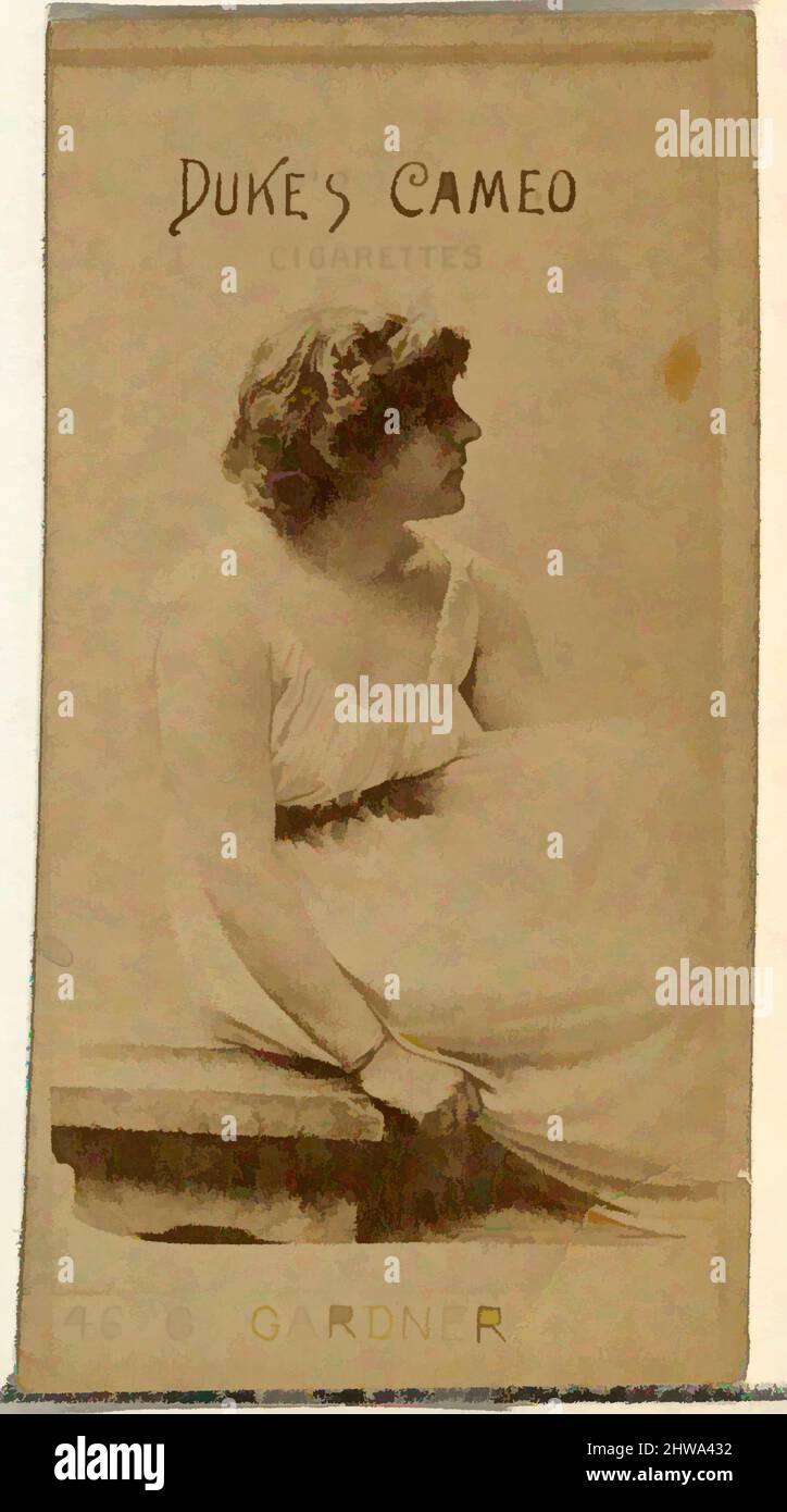 Art inspired by Drawings and Prints, Photograph, Card Number 46, Gertrude Gardner, from the Actors and Actresses series issued by Duke Sons & Co, Classic works modernized by Artotop with a splash of modernity. Shapes, color and value, eye-catching visual impact on art. Emotions through freedom of artworks in a contemporary way. A timeless message pursuing a wildly creative new direction. Artists turning to the digital medium and creating the Artotop NFT Stock Photo