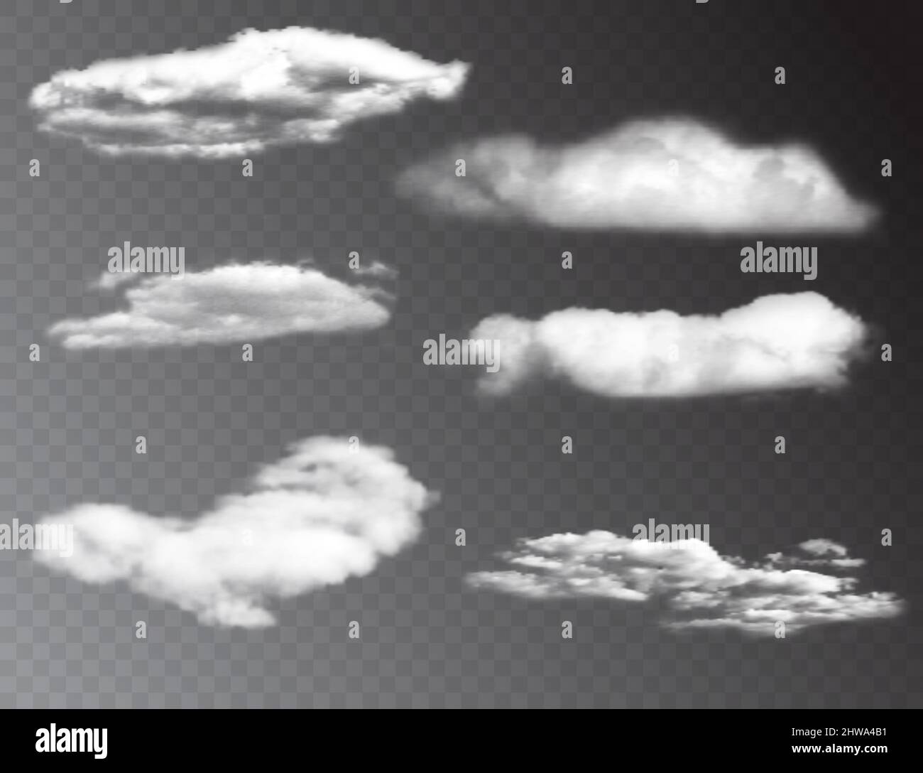 Realistic 3D white clouds isolated on transparent background ...