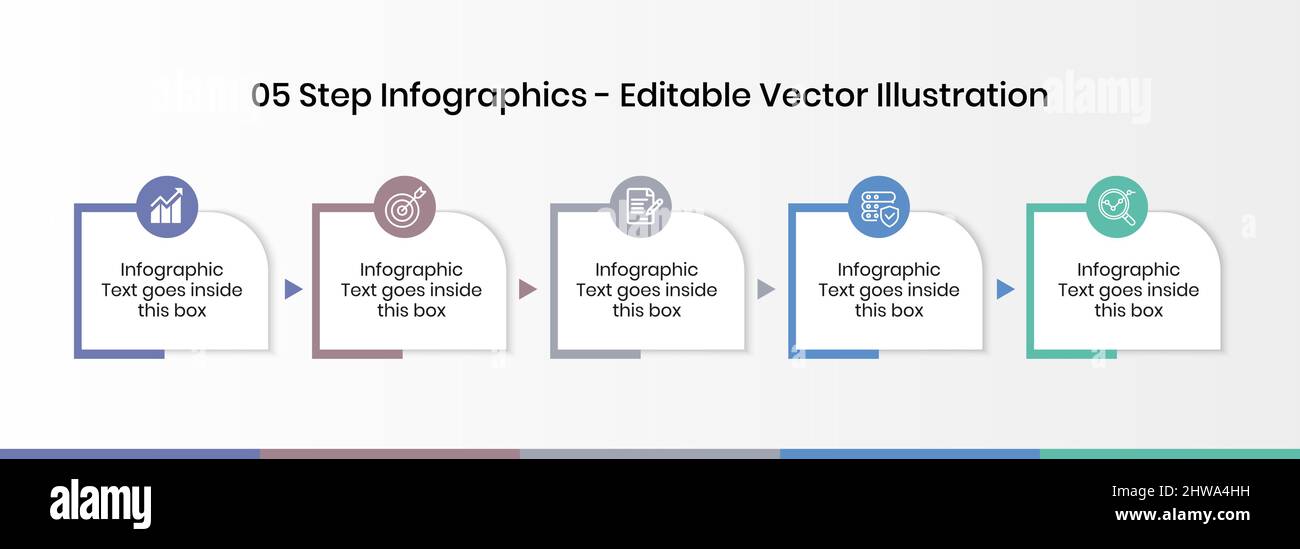 5 Steps Infographics Design Template - Graph, Pie chart, workflow layout, squire diagram, brochure, report, presentation, web design elements Stock Vector