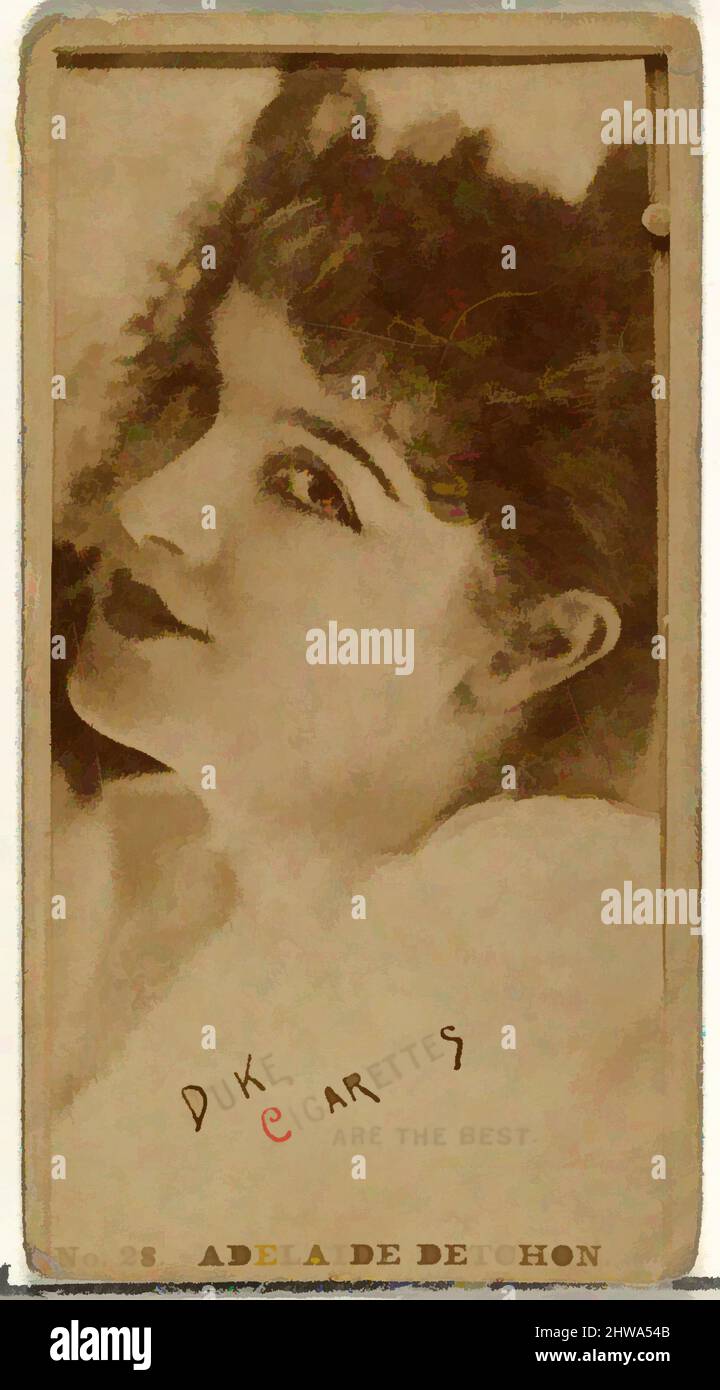 Art inspired by Drawings and Prints, Photograph, Card Number 28, Adelaide Detchon, from the Actors and Actresses series issued by Duke Sons, Classic works modernized by Artotop with a splash of modernity. Shapes, color and value, eye-catching visual impact on art. Emotions through freedom of artworks in a contemporary way. A timeless message pursuing a wildly creative new direction. Artists turning to the digital medium and creating the Artotop NFT Stock Photo