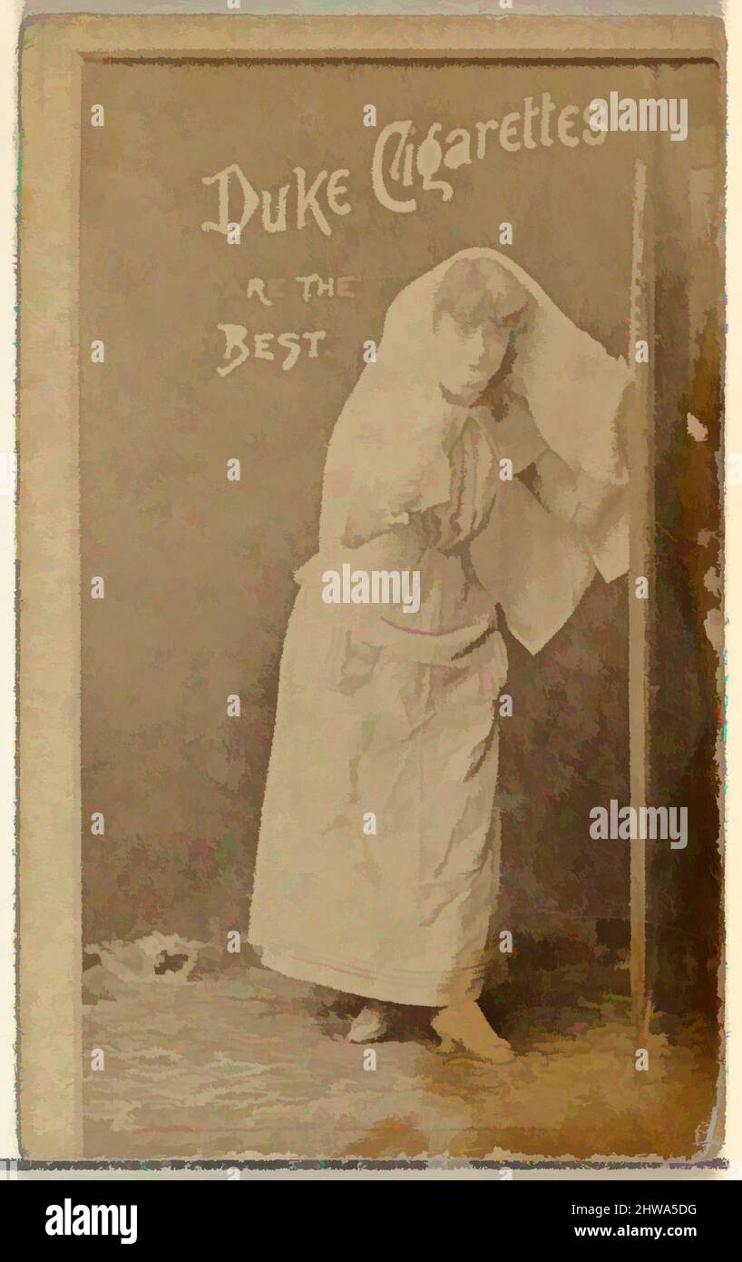Art inspired by Drawings and Prints, Photograph, Actress clothed in white, from the Actors and Actresses series issued by Duke Sons & Co, Classic works modernized by Artotop with a splash of modernity. Shapes, color and value, eye-catching visual impact on art. Emotions through freedom of artworks in a contemporary way. A timeless message pursuing a wildly creative new direction. Artists turning to the digital medium and creating the Artotop NFT Stock Photo