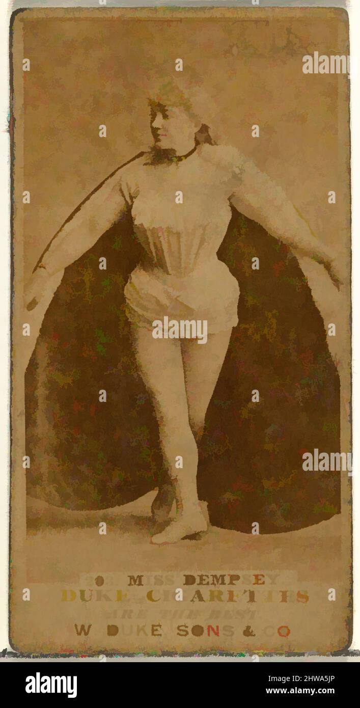Art inspired by Drawings and Prints, Photograph, Card Number 203, Miss Dempsey, from the Actors and Actresses series issued by Duke Sons & Co, Classic works modernized by Artotop with a splash of modernity. Shapes, color and value, eye-catching visual impact on art. Emotions through freedom of artworks in a contemporary way. A timeless message pursuing a wildly creative new direction. Artists turning to the digital medium and creating the Artotop NFT Stock Photo