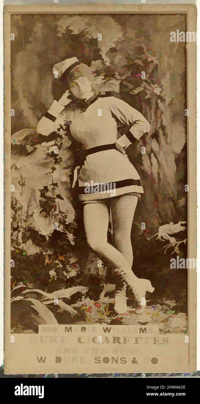 Art inspired by Drawings and Prints, Photograph, Card Number 369, Miss Marie Willliams, from the Actors and Actresses series issued by Duke Sons, Classic works modernized by Artotop with a splash of modernity. Shapes, color and value, eye-catching visual impact on art. Emotions through freedom of artworks in a contemporary way. A timeless message pursuing a wildly creative new direction. Artists turning to the digital medium and creating the Artotop NFT Stock Photo