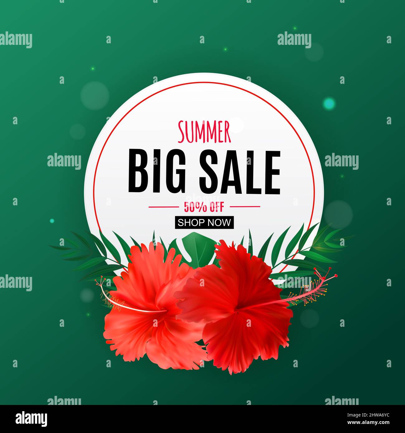 Summer sale poster. Natural Background with Tropical Palm and Monstera ...