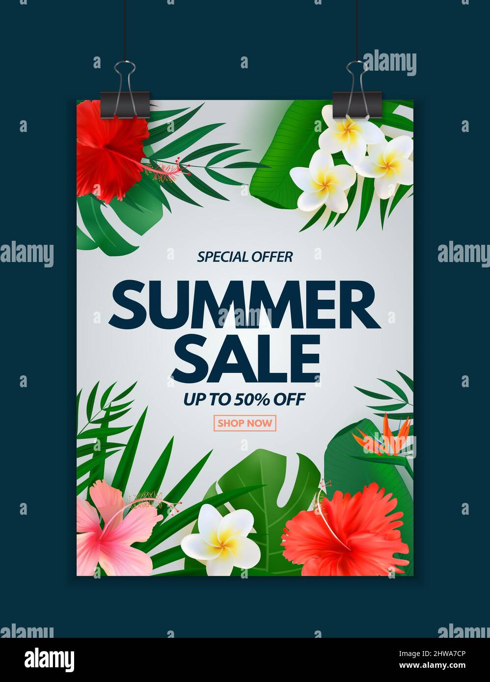 Summer sale poster. Natural Background with Tropical Palm Leaves ...