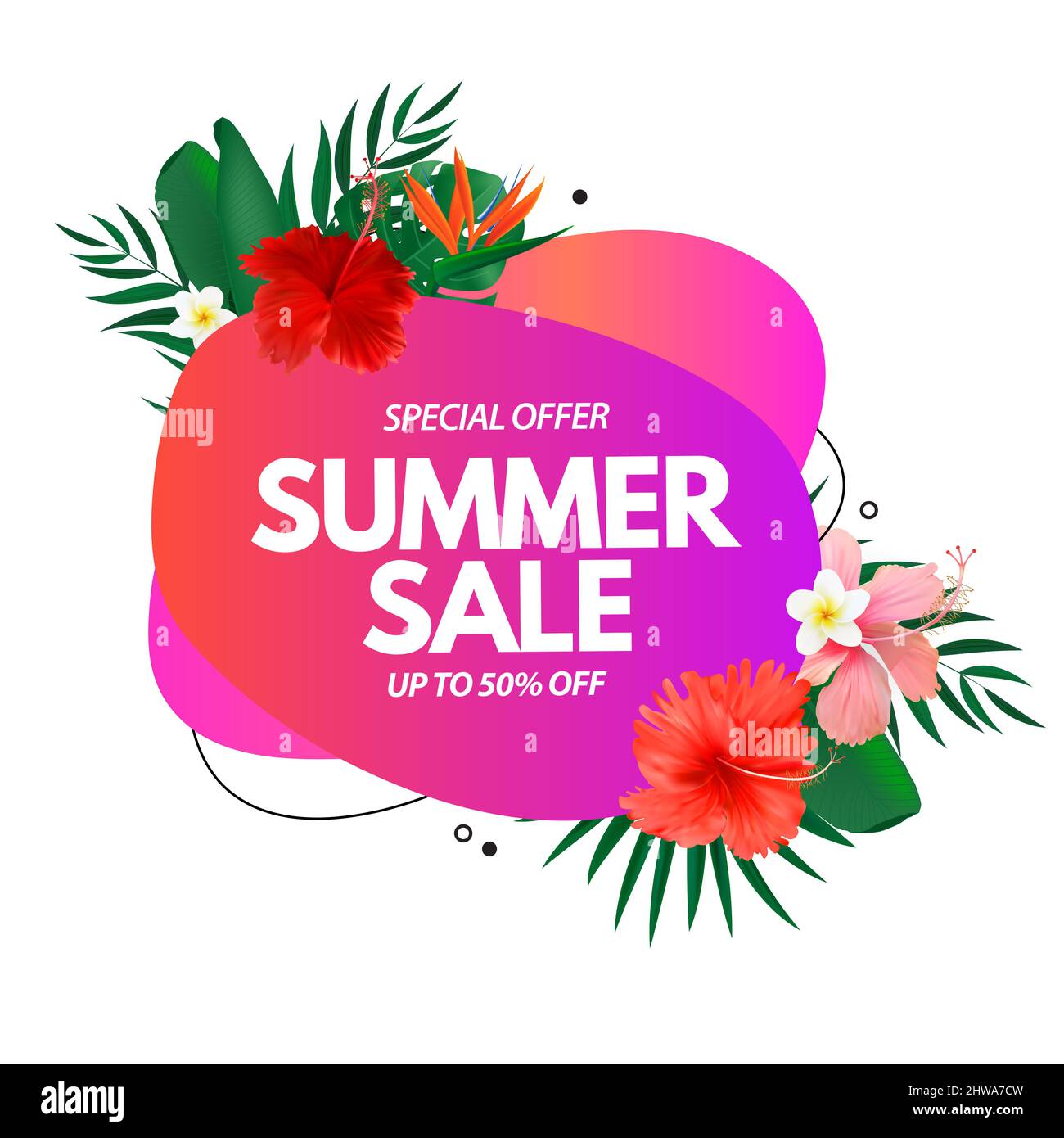 Summer sale poster. Natural Background with Tropical Palm Leaves ...