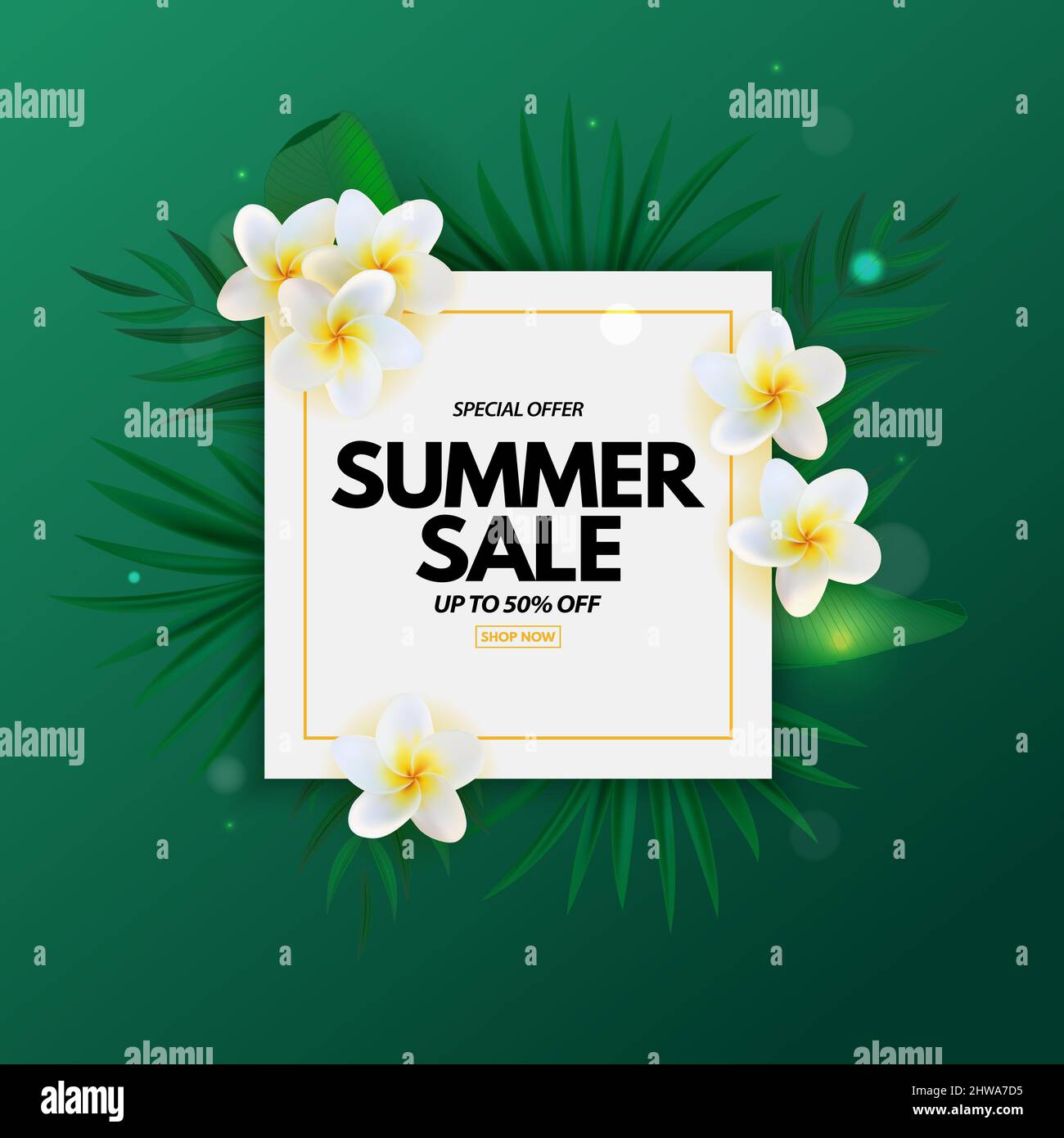 Summer sale poster. Natural Background with Tropical Palm Leaves ...