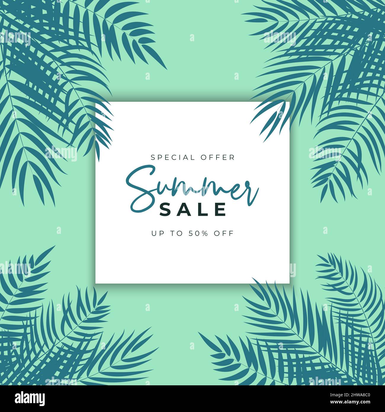 Summer sale poster. Natural Background with Tropical Palm Leaves ...