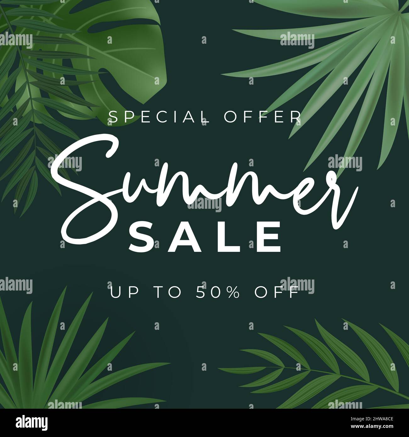 Summer sale poster. Natural Background with Tropical Palm Leaves ...