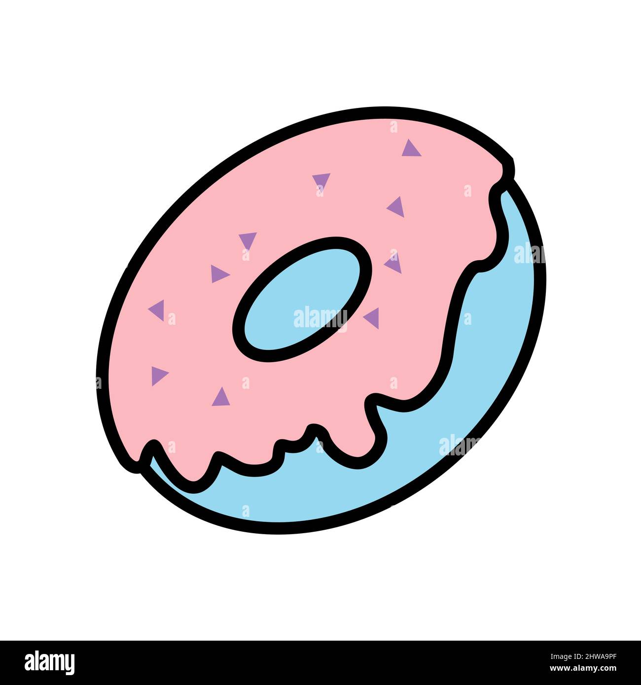 Colored donut on a white background in cartoon style for printing and design.Vector illustration. Stock Vector