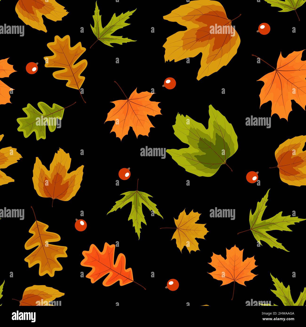 Autumn Natural Leaves Seamless Pattern Background. Illustration Stock ...