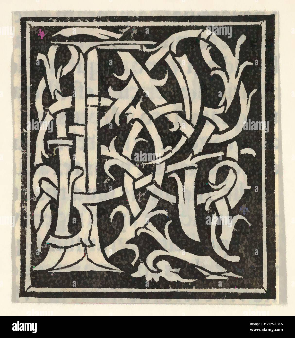 Art inspired by Drawings and Prints, Print, Initial letter P on patterned background, Artist, Anonymous, Italian, 16th century, Anonymous, Italy, Classic works modernized by Artotop with a splash of modernity. Shapes, color and value, eye-catching visual impact on art. Emotions through freedom of artworks in a contemporary way. A timeless message pursuing a wildly creative new direction. Artists turning to the digital medium and creating the Artotop NFT Stock Photo