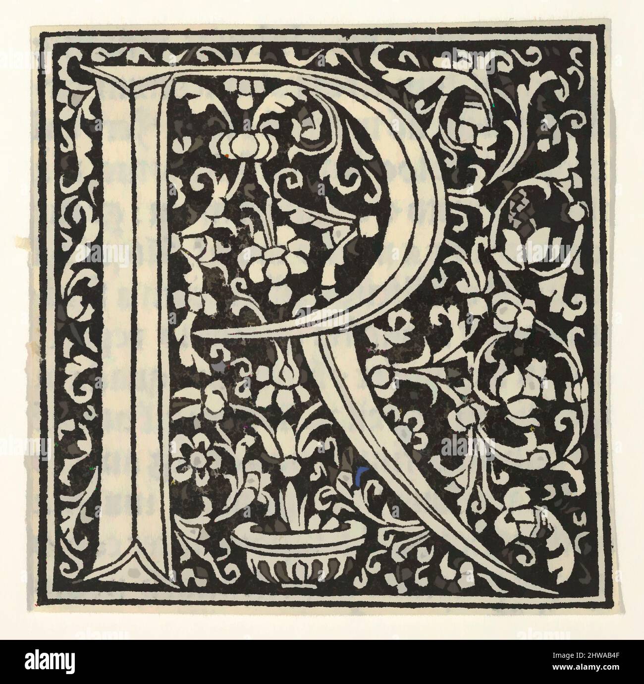Art inspired by Drawings and Prints, Print, Initial letter R with ...