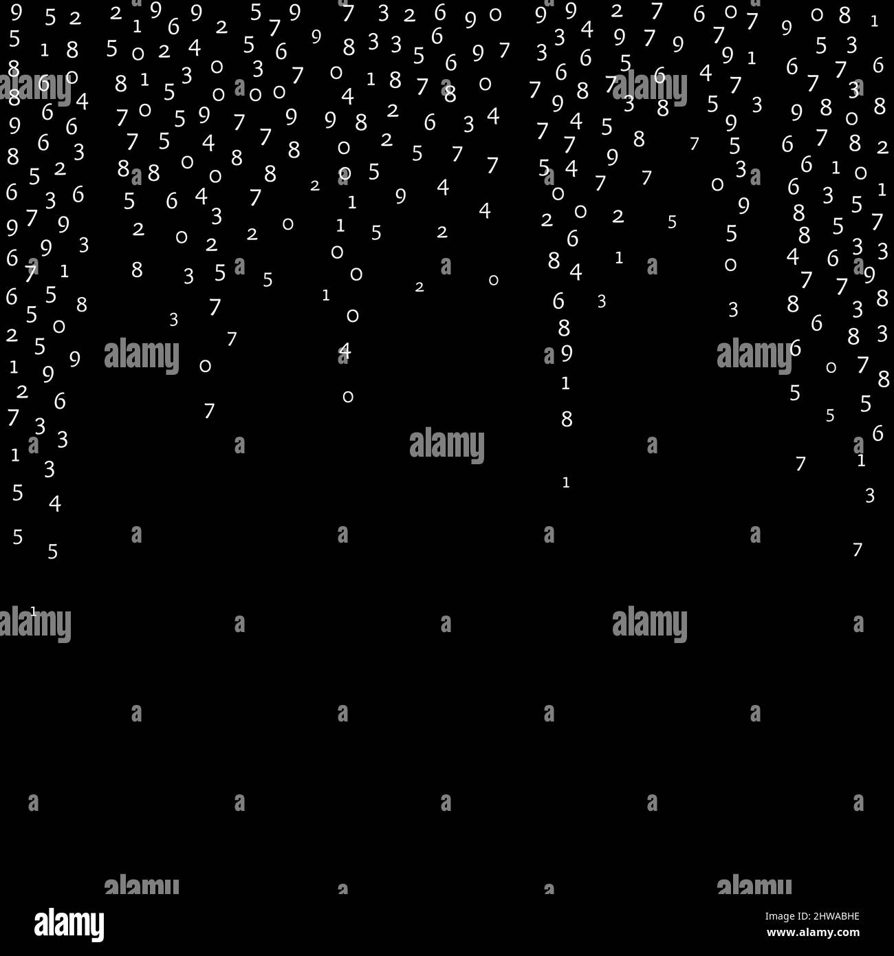 Falling numbers, big data concept. Binary white orderly flying digits ...
