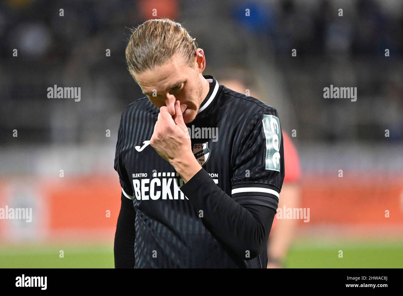 Munich, Germany. 04th Mar, 2022. Munich GRUENWALDER STADION. 4th Mar, 2022.  Merveille BIANKADI (TSV Munich 1860), action, duels versus Vinko SAPINA (SC  Verl). Football 3rd league, league 3, TSV Munich 1860 