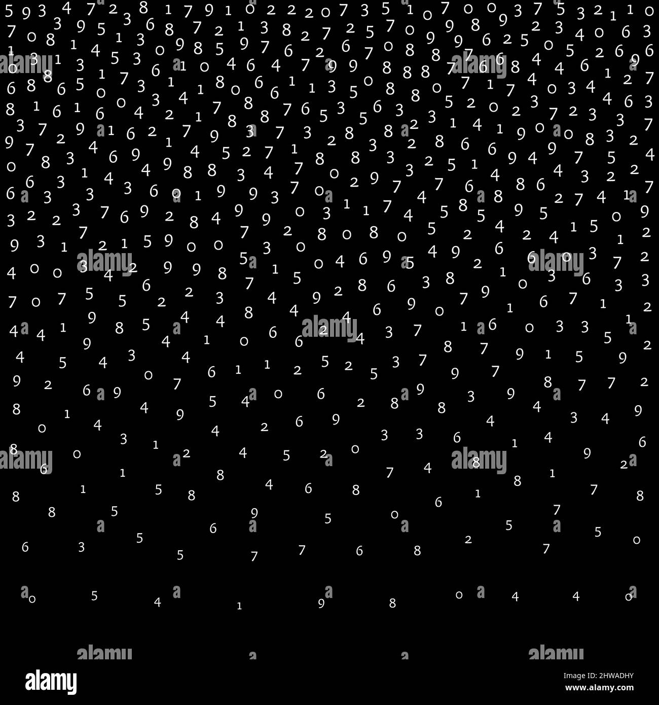 Falling numbers, big data concept. Binary white orderly flying digits ...