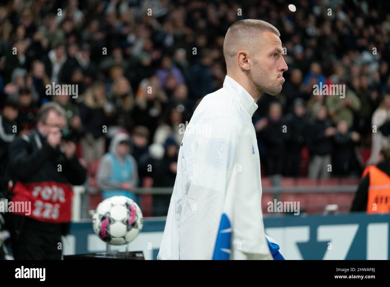 Copenhagen, Denmark. 04th Mar, 2022. Denis Vavro (3) of FC Copenhagen enters the pitch for the 3F Superliga match between FC Copenhagen and Randers FC at Parken in Copenhagen. (Photo Credit: Gonzales Photo/Alamy Live News Stock Photo