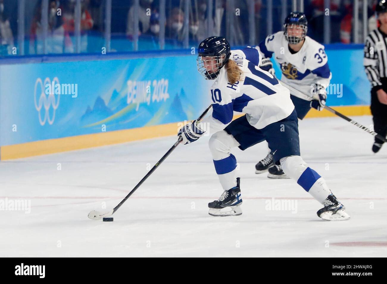 Beijing, Hebei, China. 14th Feb, 2022. Team Finland forward Elisa  Holopainen (10) in the women's ice hockey semifinal of the Beijing 2022  Olympic Winter Games at Wukesong Sports Centre. (Credit Image: ©