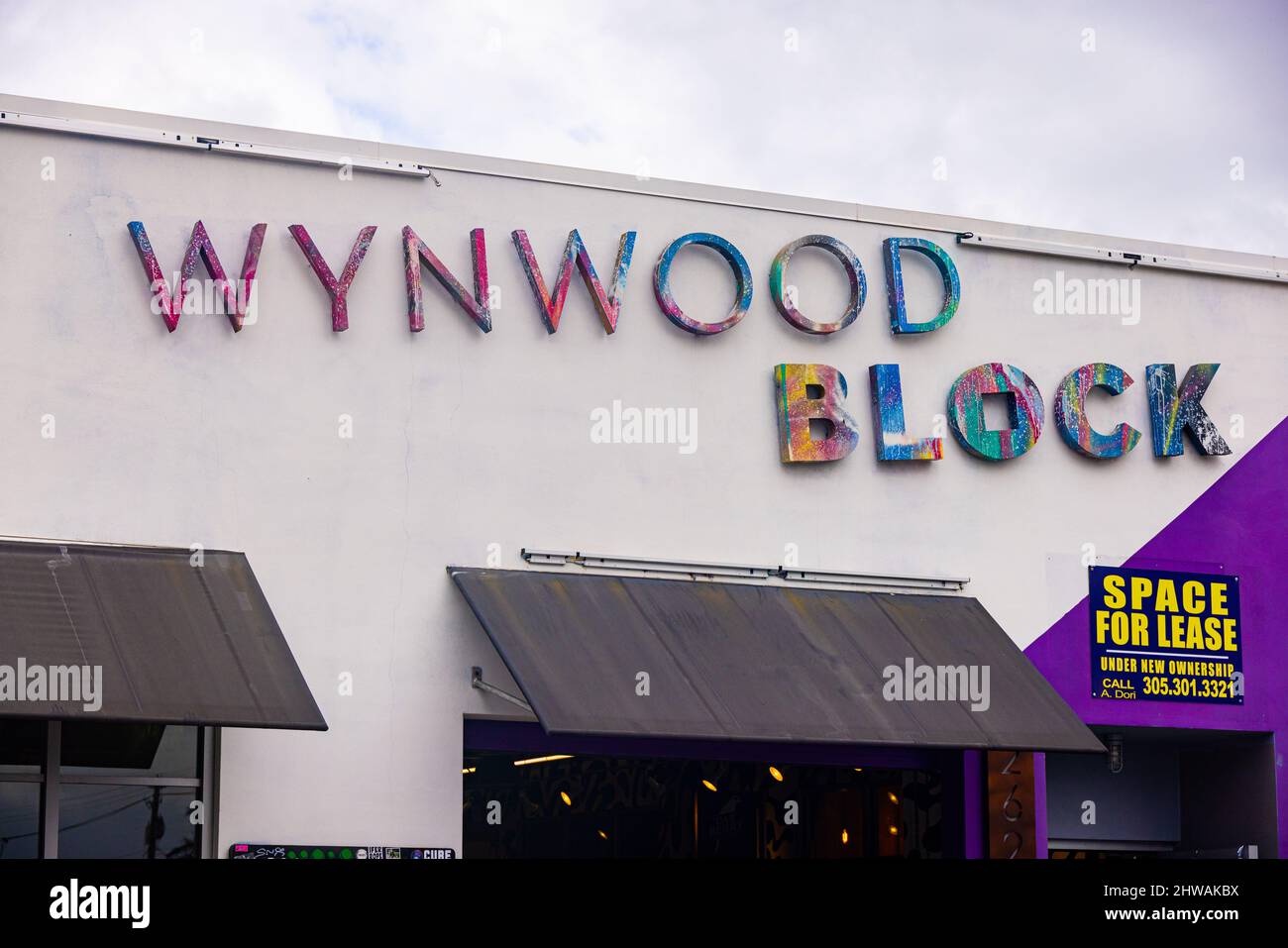 Wynwood Block in Miami - MIAMI, FLORIDA - FEBRUARY 14, 2022 Stock Photo