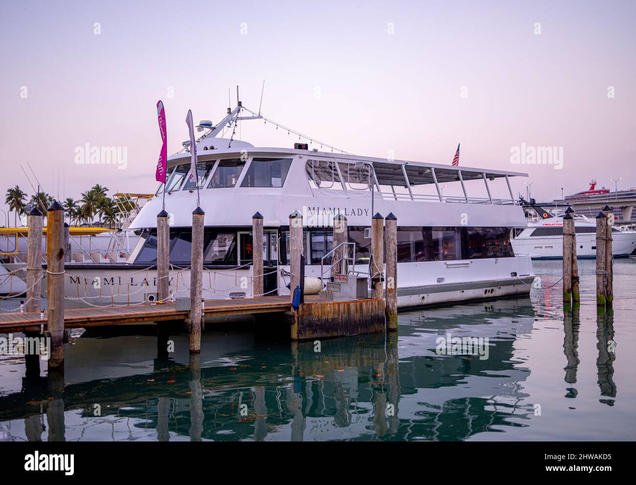 Miami Lady sightseeing ship at Bayside - MIAMI, FLORIDA - FEBRUARY 14, 2022 Stock Photo