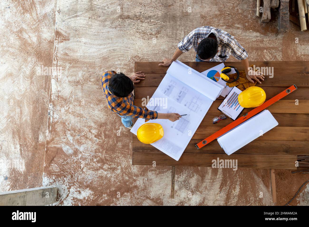 Architects and Engineer working in construction site Stock Photo Alamy