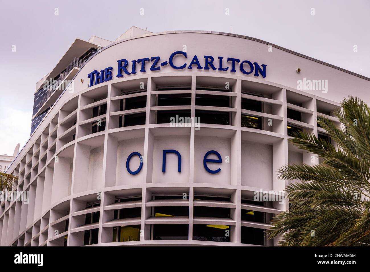 Ritz Carlton Miami Beach Hotel - MIAMI, FLORIDA - FEBRUARY 14, 2022 Stock Photo