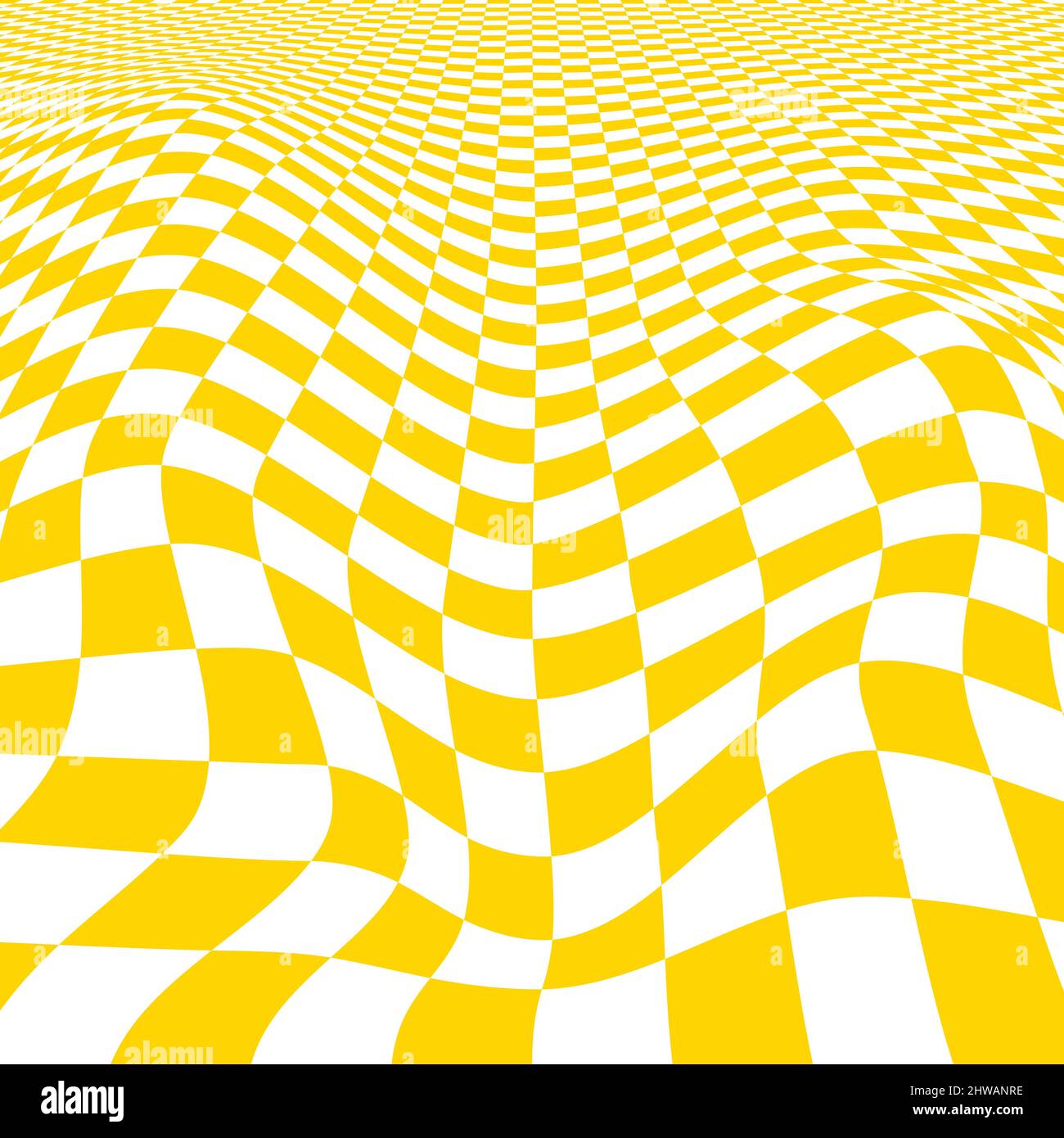 Distorted square pattern, checkerboard. Chess background, illusion pattern. Chessboard abstract op illusion texture. Repeat background Stock Vector