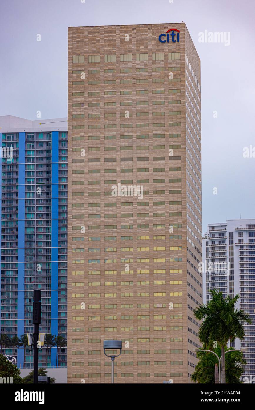 Citibank Tower in Miami MIAMI, FLORIDA FEBRUARY 14, 2022 Stock