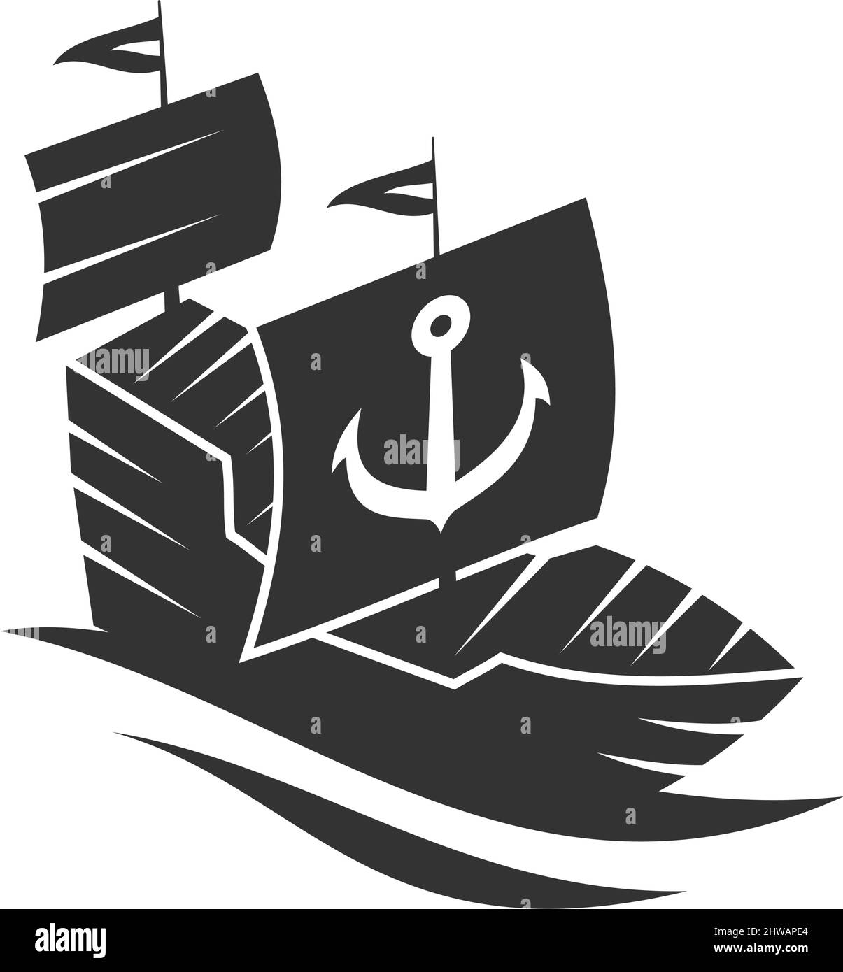 boat ship yacht anchor logo Icon Illustration Brand Identity Stock ...