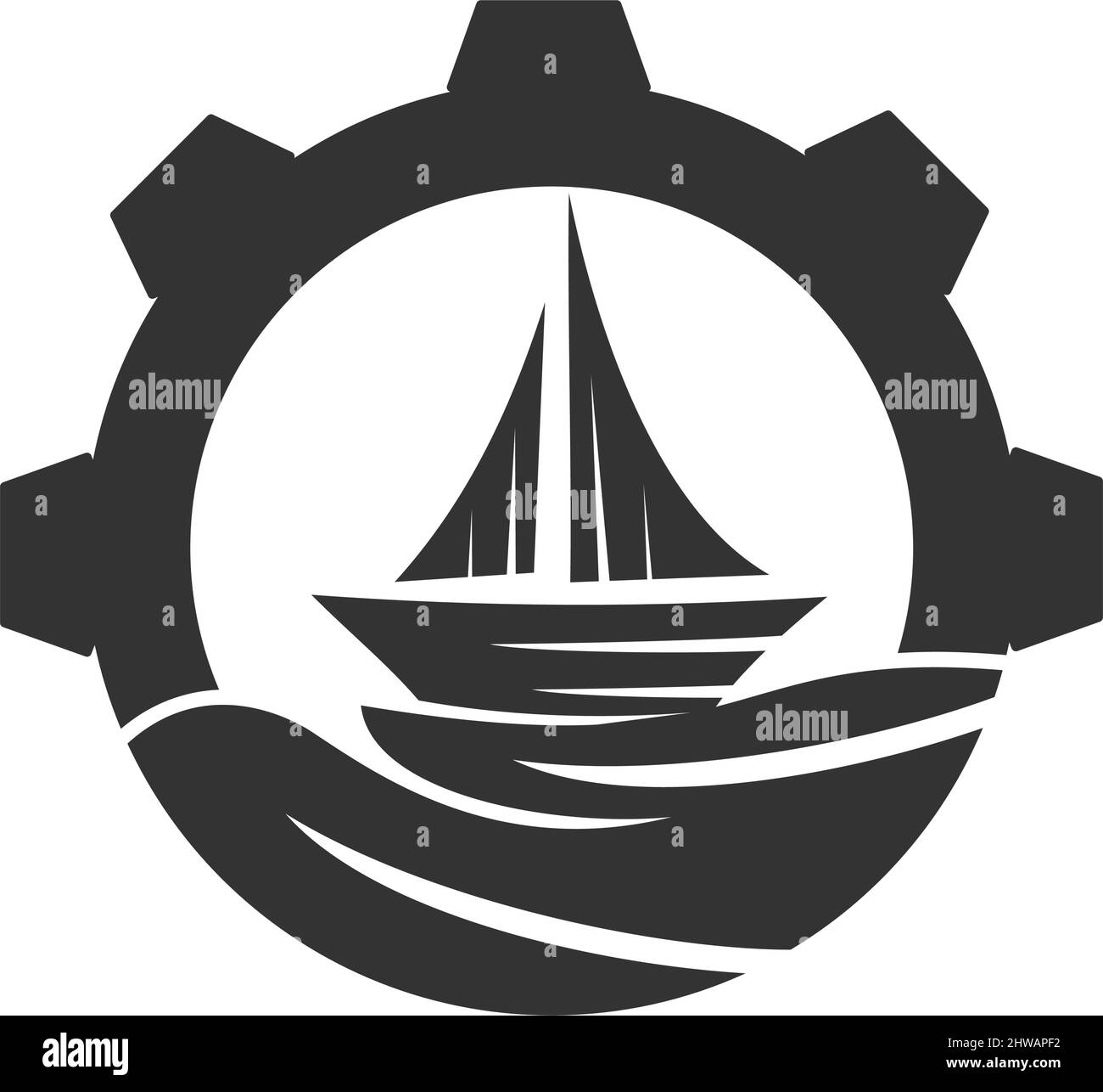 boat ship yacht gear logo Icon Illustration Brand Identity Stock Vector ...