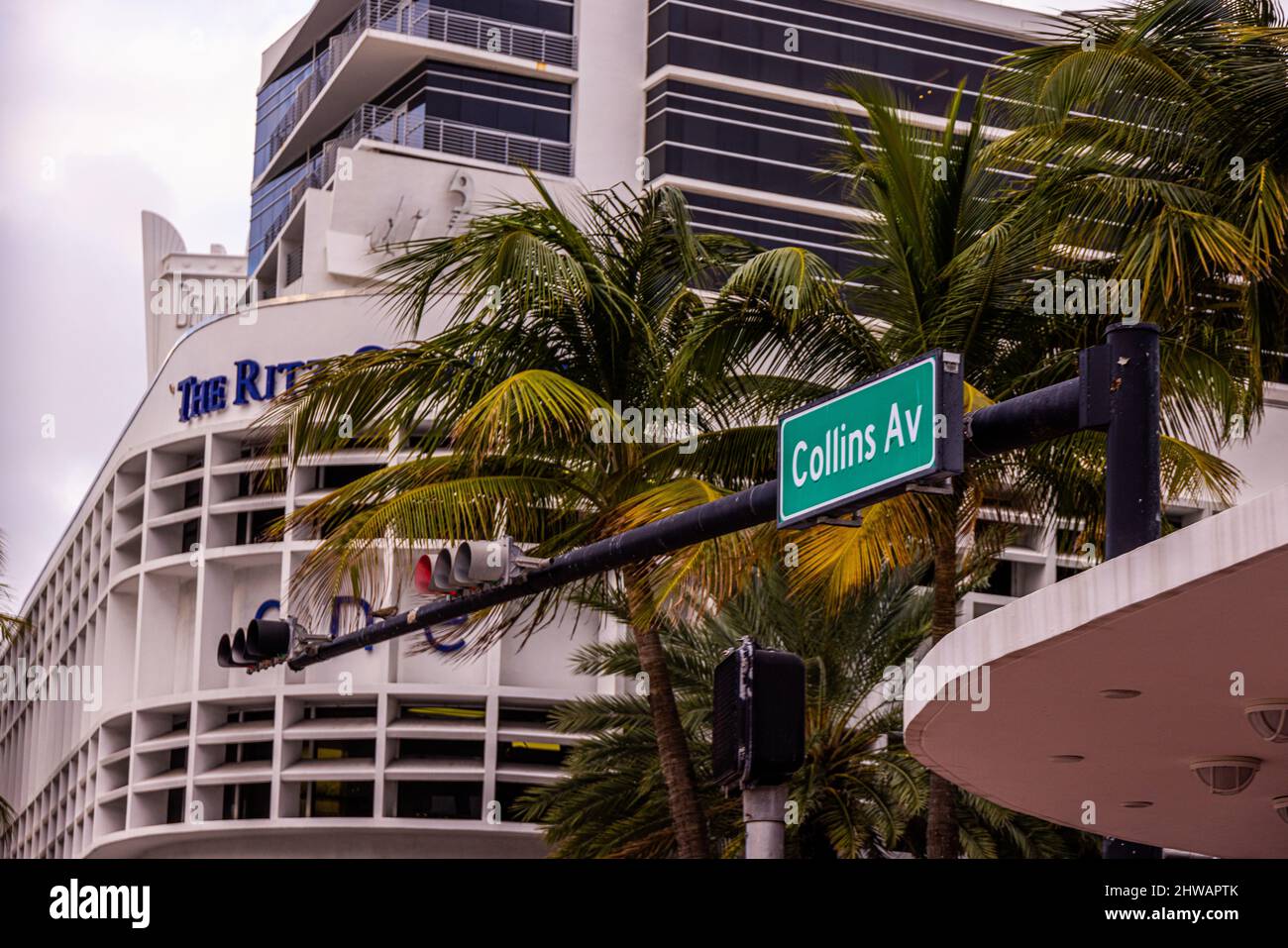 Ritz Carton at Collins Avenue - MIAMI, FLORIDA - FEBRUARY 14, 2022 Stock Photo