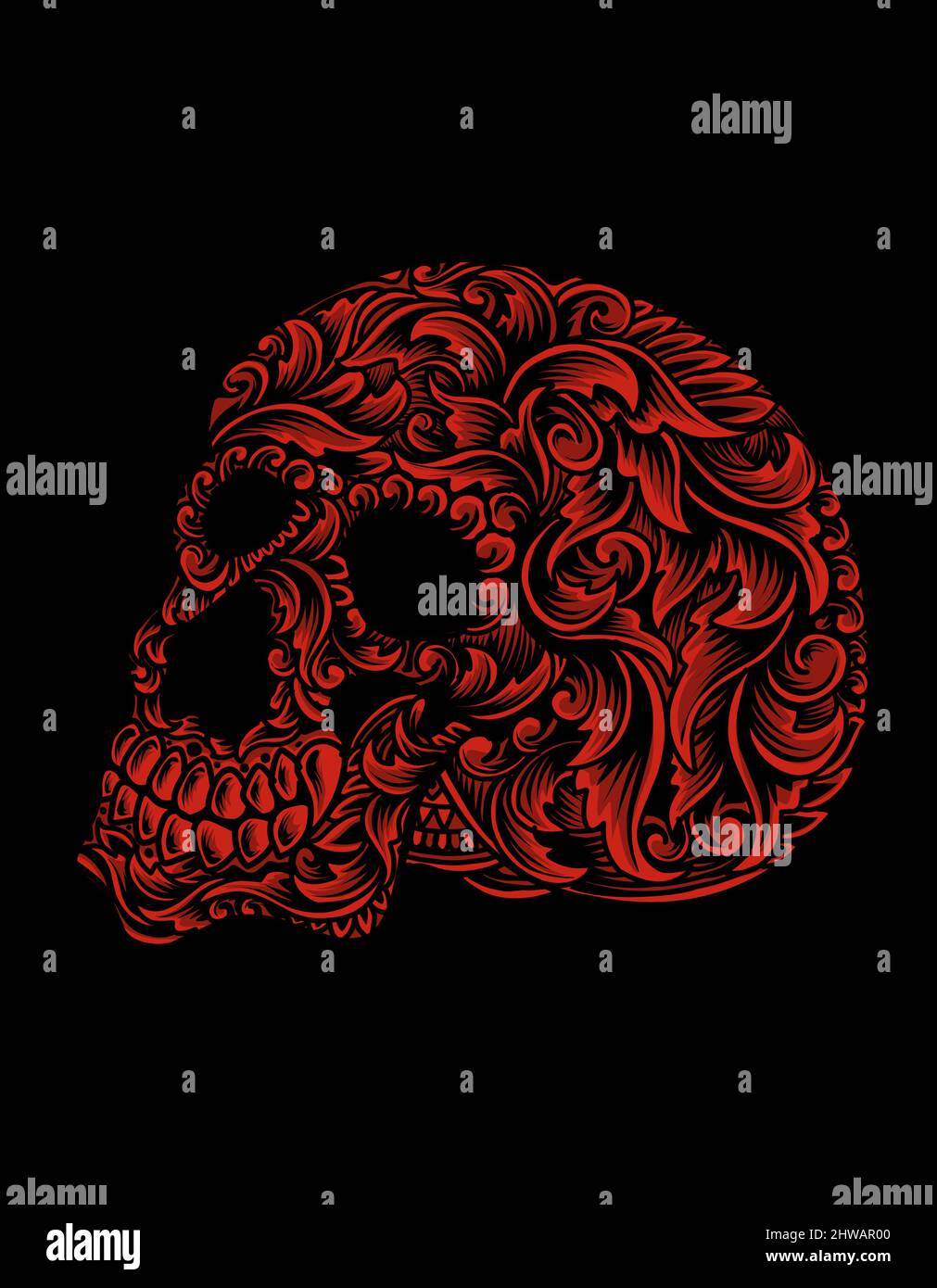 illustration vector skull head engraving ornament style Stock Vector ...