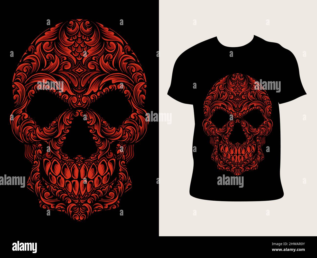 illustration vector skull head engraving ornament style Stock Vector ...